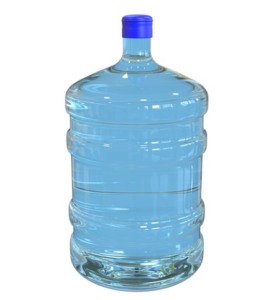 photo of a large water bottle that usually goes upside down on water coolers, on a white background