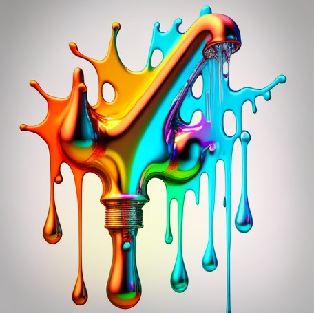 shiny drippy colorful metallic tap