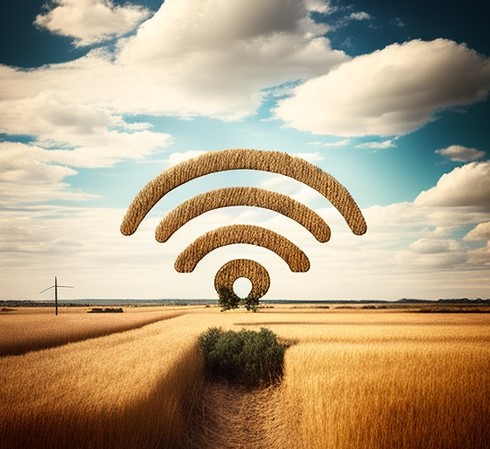 a wifi symbol surrounded by countryside